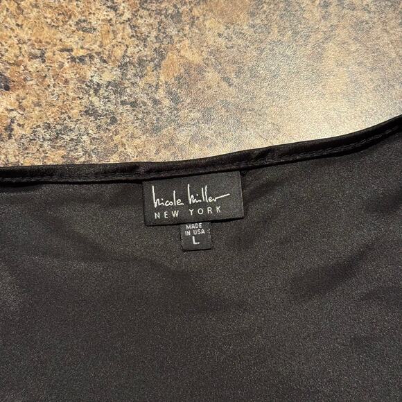 NWT Nicole Miller Top Y2K Minimalist Edgy Rock 90s Night Out Club Black Large - Picture 2 of 7